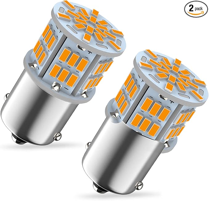 1156 Bulb Reverse Light, Led 1141 1003 7506 BA15S Bulbs, 12V-24V 54SMD Used for Truck Car Backup Reverse Lights, Tail Parking Lights,Camper Trailer RV Interior Light, 2pcs Amber