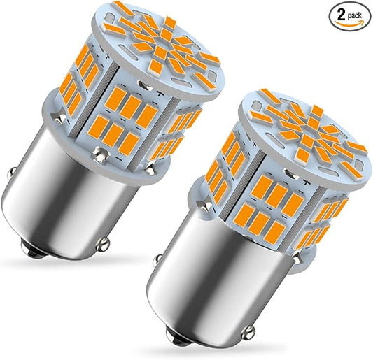 1156 Bulb Reverse Light, Led 1141 1003 7506 BA15S Bulbs, 12V-24V 54SMD Used for Truck Car Backup Reverse Lights, Tail Parking Lights,Camper Trailer RV Interior Light, 2pcs Amber