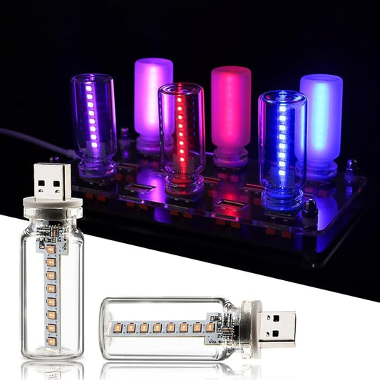 2PCS USB Lights for Car, Retro LED Car Interior Lamp Ambient Lighting, Universal USB Plug Lights for Cars, bedrooms, Camping, Parties, Clear Glass Bottle Decorative Night Light, Purple Light