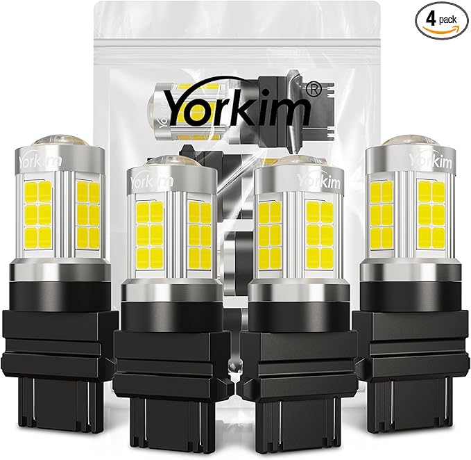 Yorkim 3157 LED Bulb, super bright 3156 led bulb 3056 3057 4157 bulb led 3157 Replacement for led Reverse Blinker Brake Tail Lights, 6000K Xenon White, pack of 4