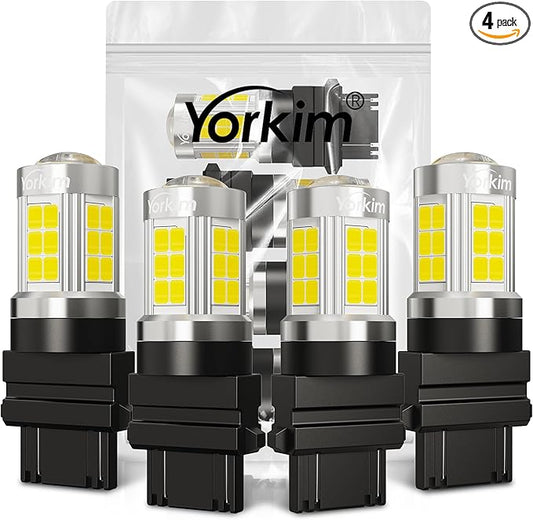 Yorkim 3157 LED Bulb, super bright 3156 led bulb 3056 3057 4157 bulb led 3157 Replacement for led Reverse Blinker Brake Tail Lights, 6000K Xenon White, pack of 4