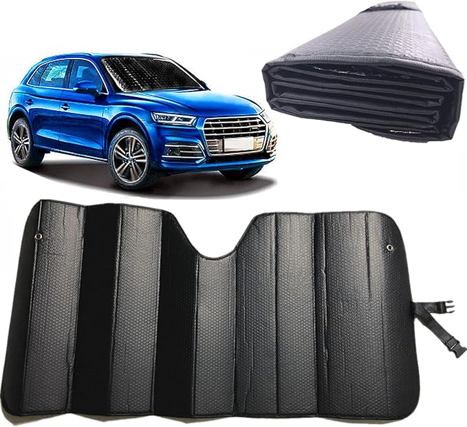 Car Sun[Shade], Sun Protector,Foldable Front Window Shade-Thicken 5-Layer Bubble for Auto Windshield UV Protection and Heat Reflector 58"x 27.5" (Black)