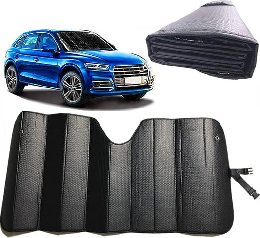 Car Sun[Shade], Sun Protector,Foldable Front Window Shade-Thicken 5-Layer Bubble for Auto Windshield UV Protection and Heat Reflector 58"x 27.5" (Black)