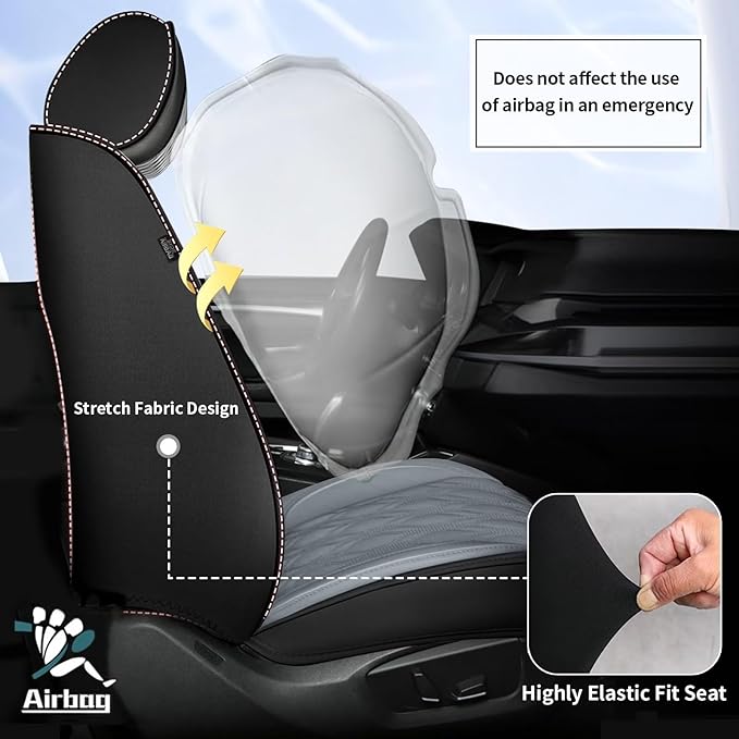 Seat Covers Fit for Nissan Frontier 2009-2024 2025 Full Set,Faux Leather Car Seat Cover Waterproof for Frontier Vehicle Automotive Cushion (5 Seats,Black&Dark Grey)