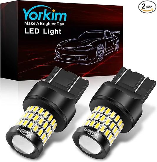 Yorkim Ultra Bright 7440 Led Bulb White T20 Led Bulb 7441 7443 7444 W21W Led for Backup Reverse Brake Light, Tail Light, Turn Signal Light Pack of 2 - White