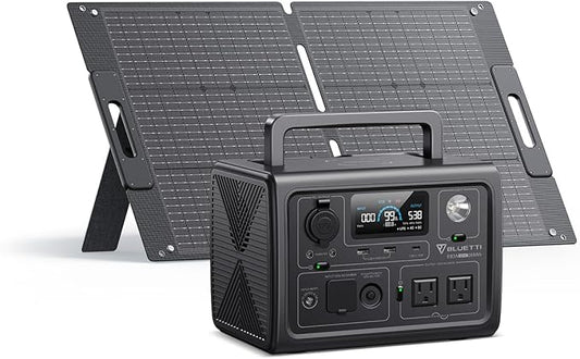 BLUETTI EB3A Solar Generator with 100W Solar Panel Included (Ships Separately), 268Wh Portable Power Station w/ 2 600W (1200W Surge) AC Outlets, LFP Backup for Outdoor Camping, Trip, Power Outage