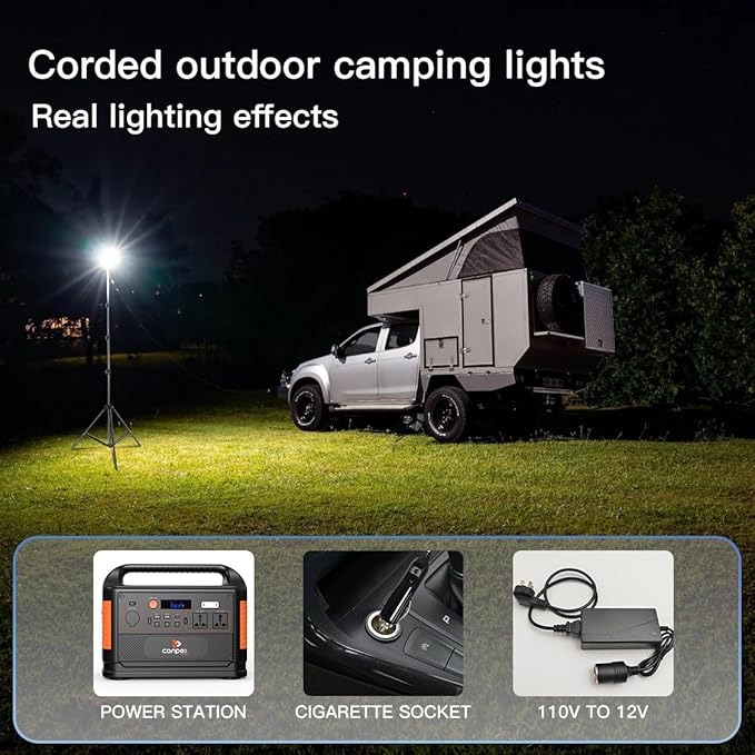 CONPEX Telescopic LED Camping Lights 18000 Lumens - Tripod, Remote Control, Outdoor Telescoping Light with Stand