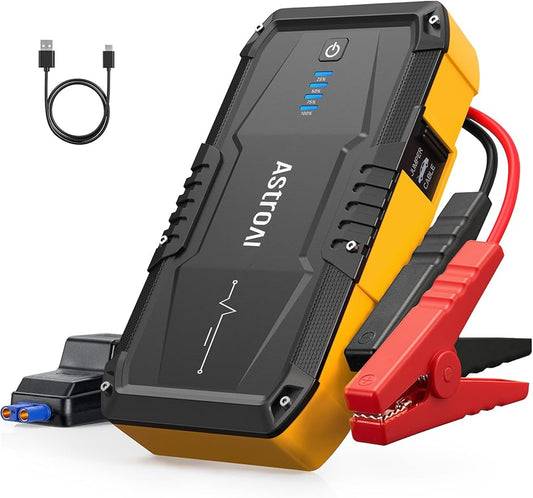 AstroAI S8 Car Battery Jump Starter, 1500A Peak Car Jumper Starter Battery Pack for Up to 6.0L Gas & 3.0L Diesel Engines, 12V Portable Jump Box with 3 Modes Flashlight and Jumper Cable(Yellow)