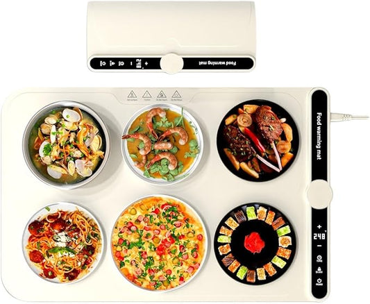 Warming Mat for Food, Food Warmers for Parties Buffet, 9 Temp Levels, Timer, Waterproof, Heat Insulating, Dishwasher-Safe, for Home, Bread Dough to Rise