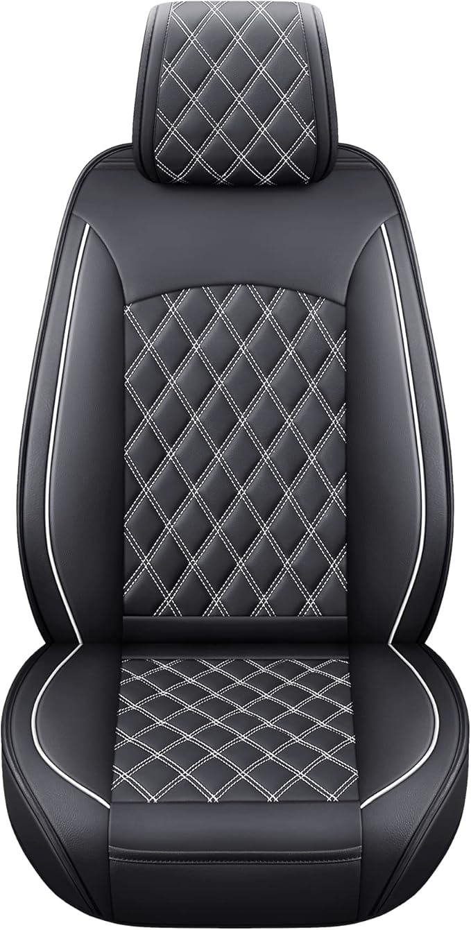 Aierxuan Toyota Tacoma Seat Covers Custom Fit 2005-2025 TRD Sport Nightshade Edition Access Cab Pickup Truck Waterproof Leather Front Car Cushions(2 PCS Front, Black-White)