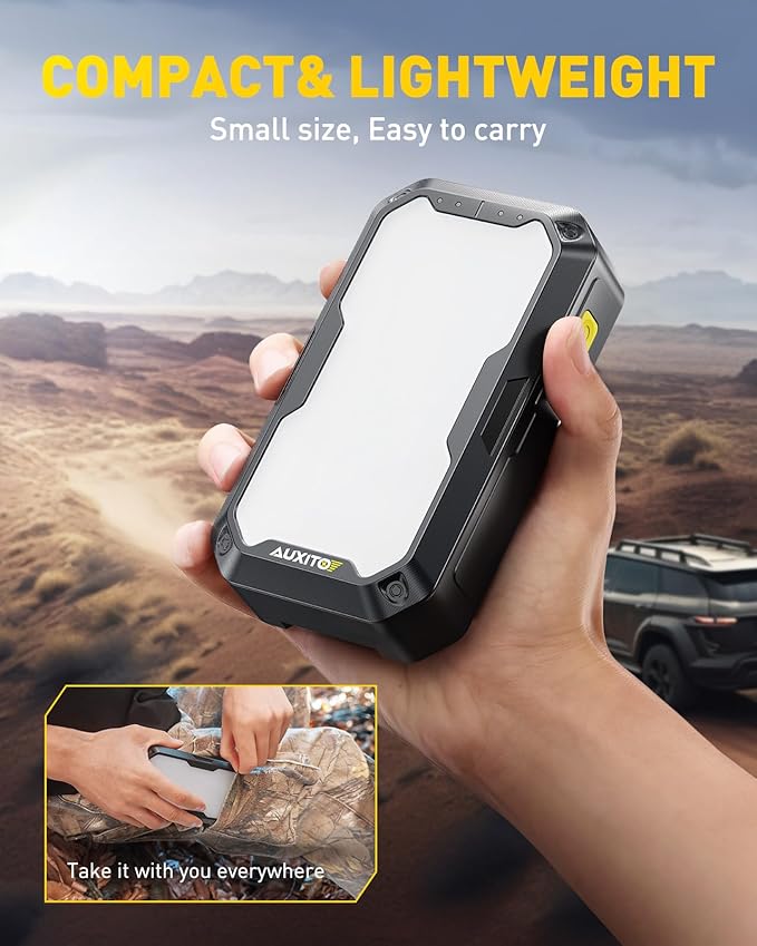 AUXITO Jump Starter, 4500A Car Battery Jump Starter, Up to 8.5L Gas and 8.0L Diesel Engines with 2000LM LED Work Panel Light, 12V Safe Jump Box with Camping Light, Power Bank and Jumper Cable