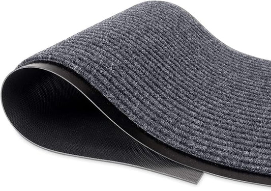 Durable Rubber Door Mat - Heavy Duty, Indoor/Outdoor, Easy Clean, Waterproof, Low-Profile Mat for Entry, Patio, Garage - Stylish (Grey, 3 x 6 Feet)