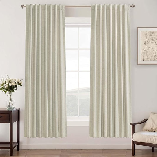 UHITECH Blackout Curtains 72 Inches Long for Bedroom 2 Panels Set 100% Black Out Curtain for Living Room Darkening Drapes Natural Beige Drapes Neutral Thermal Insulated