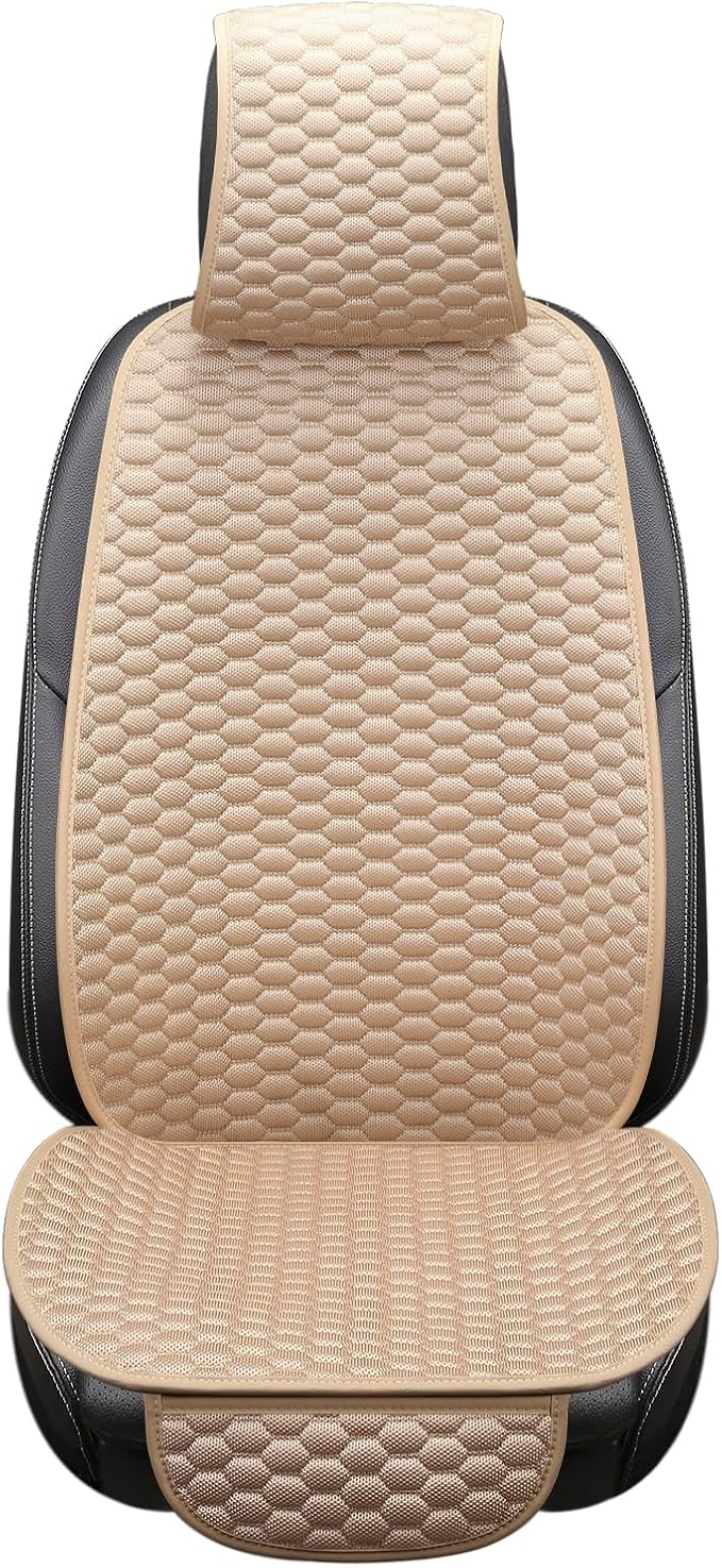 Car Seat Covers Cushion Pad,Front Seat Covers for Cars,Super Breathable,Storage Bags,Anti-Slip,Universal Automotive Seat Covers Fit for Most Sedans SUV Pick-up (Front Beige)