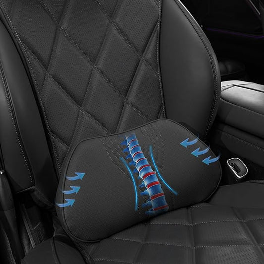 Lumbar Support Pillow for Car Memory Foam Back Sleeper Cushion for Drving Seat for Most Car SUV Home Office Black