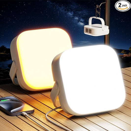Eventek 2Pack 20000mAh Camping Lights, Camping Lantern Rechargeable Total Up to 288H & 4 Lights Modes, Portable IP65 Waterproof Tent Lights for Camp, Outdoor, Power Outages Emergency, Hurricane