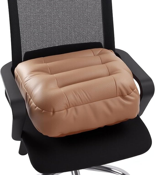6 inch Extra Thick Seat Cushion, Technology Leather Chair Cushions for Office, Adult Booster Seat with Waterproof and Breathable, Suit for Car Seat, Desk Chair, 18 x 16 x 6 inch, Brown