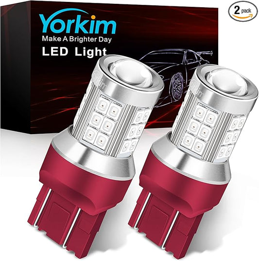 Yorkim 7443 led bulb red, 7440 bulb red 7444na led with Projector Replacement Lamp for Stop Lights Brake、Tail Light, pack of 2