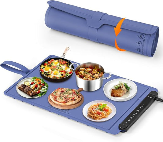 Warming Mat for Food Warmer Pad: Foldable Silicone Electric Warming Tray for Buffets Party - Fast Heating Portable Hot Plates for Countertop Kitchen Travel Home Outdoor Car Holiday Ideas