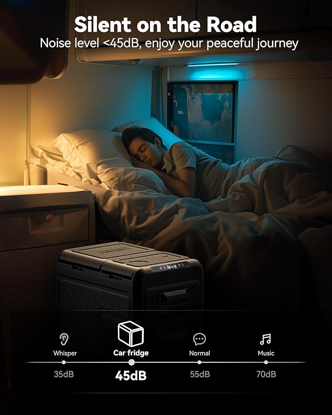 WOLFBOX 12V Car Refrigerator, 58 Quart Dual Zone Car Fridge, Portable Freezer(-8℉~68℉) with 12/24V DC 100/240V AC, APP Control Electric Cooler for Car, RV, Camping, Travel and Home Use