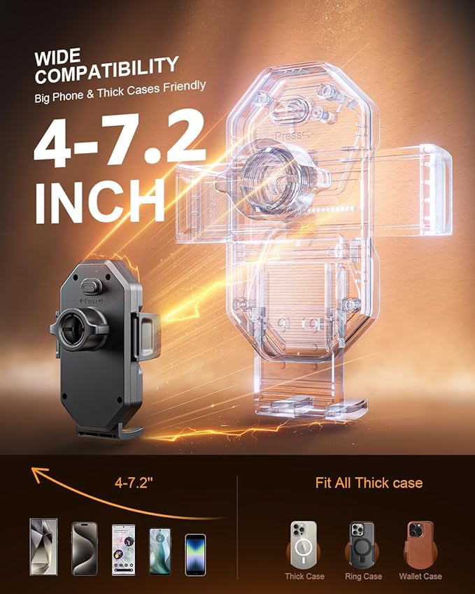 SUPERONE 3-in-1 Car Phone Holder [Strongest Suction Cup & Clip] 360° Adjustable Car Phone Mount for Dash/Vent/Windshield, Phone Holders for Your Car Accessories for iPhone 16/15/14/13 Samsung Android