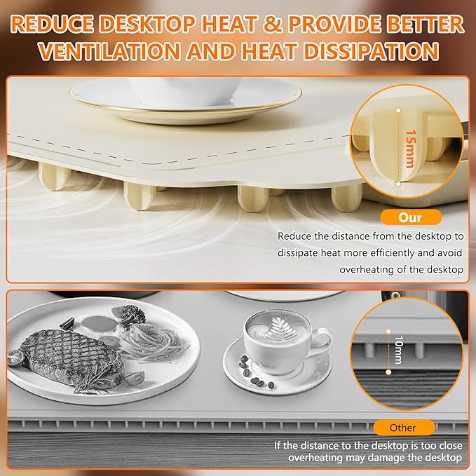 Warming Mat for Food, Electric Warming Tray, Fast Full Surface Graphene Electric Warming Tray, Extra Large Roll Up Silicone Food Warming Mat, Perfect for Gatherings, Parties &Everyday Use (Beige)