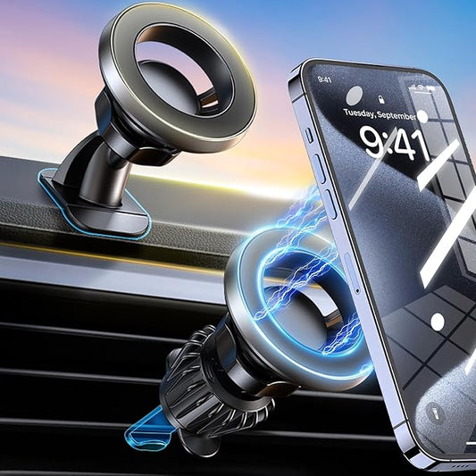 【20X Official Certified Magnets 】for MagSafe Car Mount, 2in1 Dashboard Air Vent Phone Holder, Strong Adhesive, Heat Resistant, 360° Rotation, Fits for iPhone 16, Best Travel Accessories for Men&Women