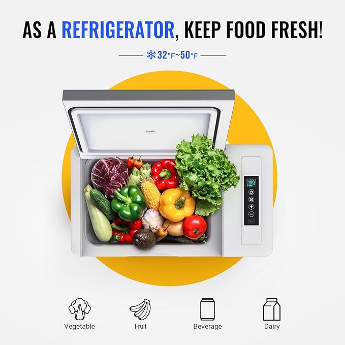 BougeRV 12 Volt Refrigerator With 23 Quart Cover, 12V Car Fridge 23 Quart Portable Freezer Compressor Cooler Compressor Freezer, 12/24V DC 110~240V AC, -8℉~50℉ for Truck RV SUV