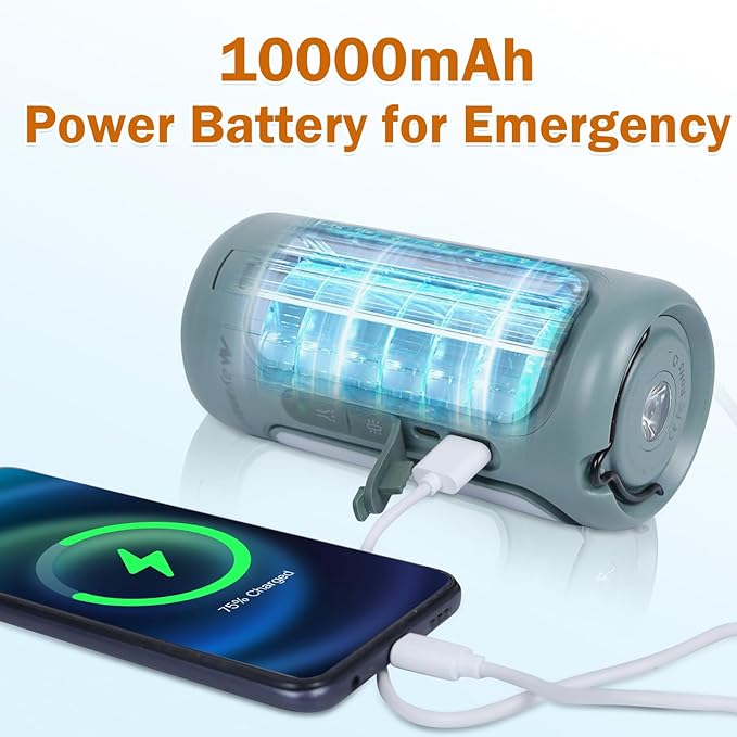 Foldable Camping Lights Rechargeable, AYAMAYA 10000mAh LED Camping Lantern Built-in Emergency Power, Portable Flashlight, 5 Modes Lighting, Multifunctional Tent Lights for Camping, Hiking, Fishing