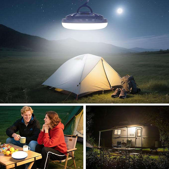 3000LM Portable Camping Light with 7800mAh Battery – 12H Max Run Time, 3 Light Modes Tent Light – Camping Lantern for Hiking, Emergency Use & Hurricane Power Outages (60W(Φ6.29 in))