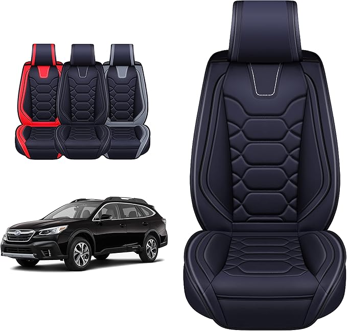 OASIS AUTO Custom Fit Seat Covers for Forester/Outback/Legacy/Impreza/Crosstrek 2010-2025, Waterproof Durable Faux Leather Seat Protector Cushion (Front Pair, Black)