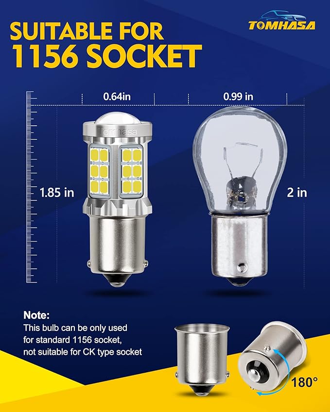 1156 Led Bulb White Super Bright 36SMD-2835 Chipsets 1141 led bulb 7506 1003 P21W BA15S LED 1156 Bulbs Replacement for Backup Reverse light Brake Tail Turn Signal Lights DRL, pack of 2