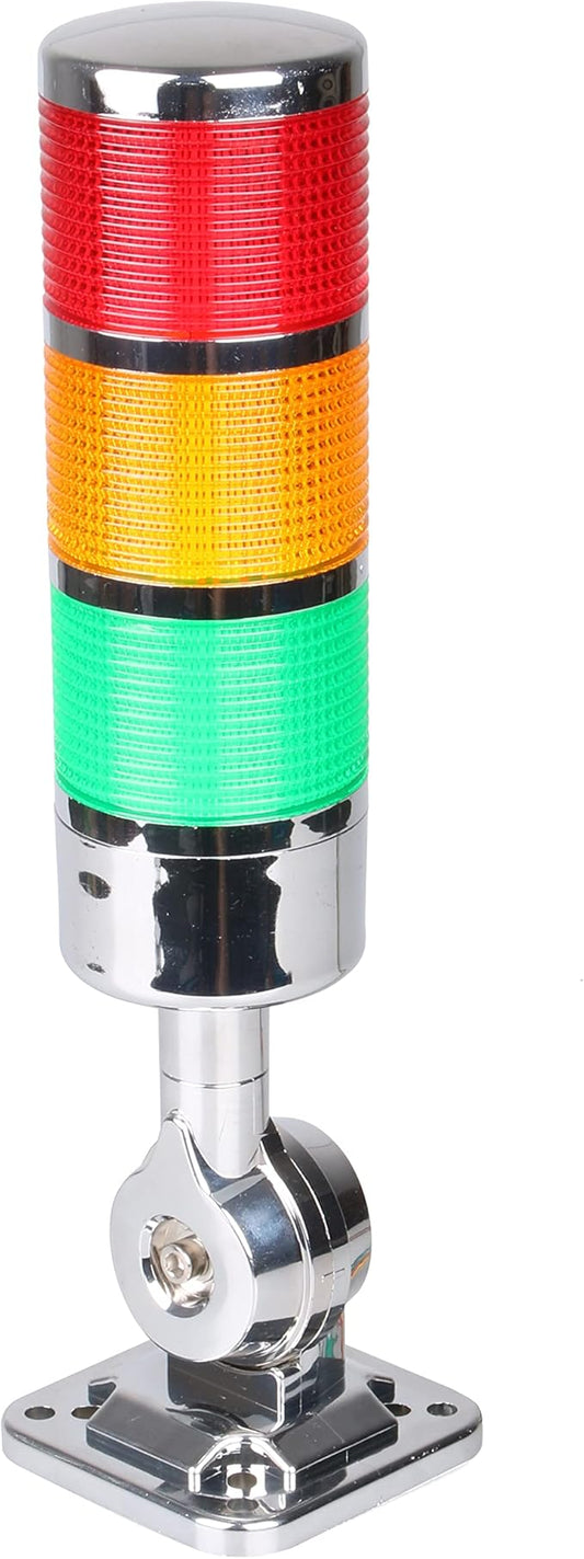 110V to 220V LED Stack Tower Lights, Industrial Warning Lights, Andon Lights, Column Signal Tower Indicator Lamp Beacon, Continuous/Flashing Light Switchable, 3 Layer (with Buzzer)