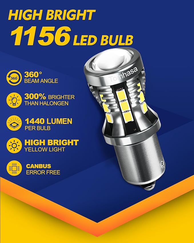 1156 LED Bulbs Backup Reverse Light, 6000K Bright White 1141 1003 7506 BA15S LED Replacement Bulbs for Backup Reverse Lights, Turn Signal Lights, Brake Blinker Lights, Pack of 2