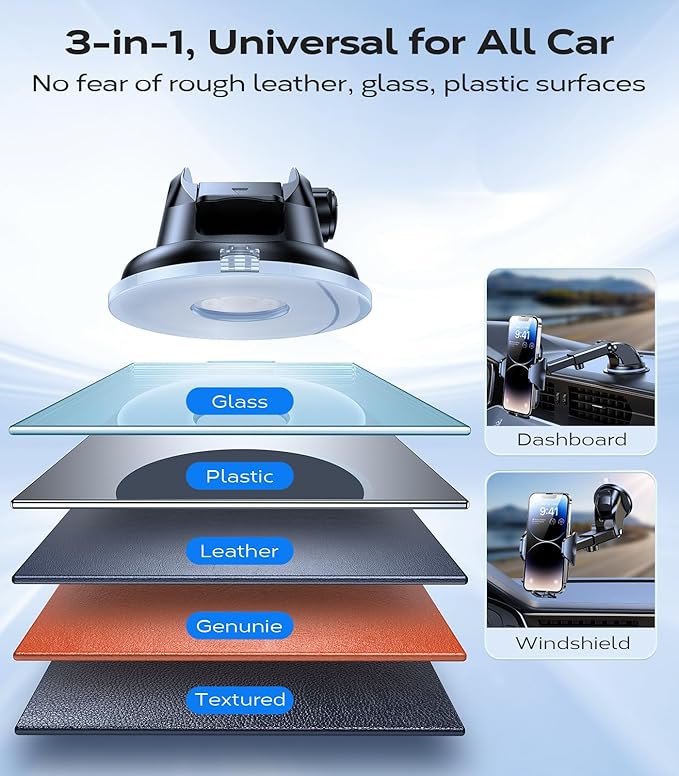 VICSEED [True Strongest Suction] [Pro Rally Racing-Grade] Phone Holders for Your Car 2025 Upgraded Car Phone Holder Mount Truck Stand Cradle for iPhone 16 Pro Max Samsung All Phones, Light Blue