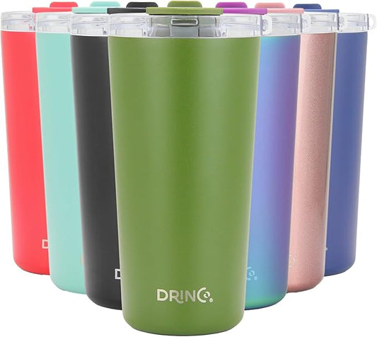 Drinco - 20 oz Stainless Steel Tumbler | Double Walled Vacuum Insulated Mug With Lid, 2 Straws, For Hot & Cold Drinks (20oz Forest, 20oz)