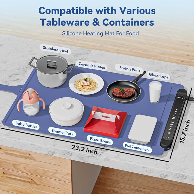 Warming Mat for Food Warmer Pad: Foldable Silicone Electric Warming Tray for Buffets Party - Fast Heating Portable Hot Plates for Countertop Kitchen Travel Home Outdoor Car Holiday Ideas