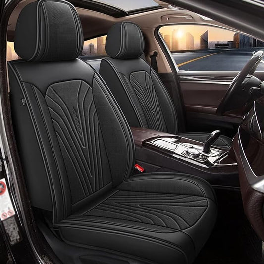 Seat Covers Fit for Nissan Frontier 2009-2023 2024 2025 Car Seat Covers Full Set Faux Leather Breathable Waterproof Car Seat Cushions (5 Seats, Black)