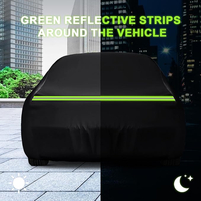 QUNSUNUS Waterproof Car Cover for Chevy Nova 2-Door 1968-1979, Outdoor Car Covers with Zipper, All Weather Cover with Straps and Elastic Edges for Wind, Sun, UV and Dust Protection