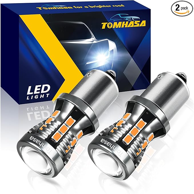 1156 LED Bulbs for Turn Signal Light, Amber Yellow 1141 1003 7506 BA15S LED Replacement Bulbs for Front Rear Turn Signal Light Blinker、Side Marker Lights, Pack of 2