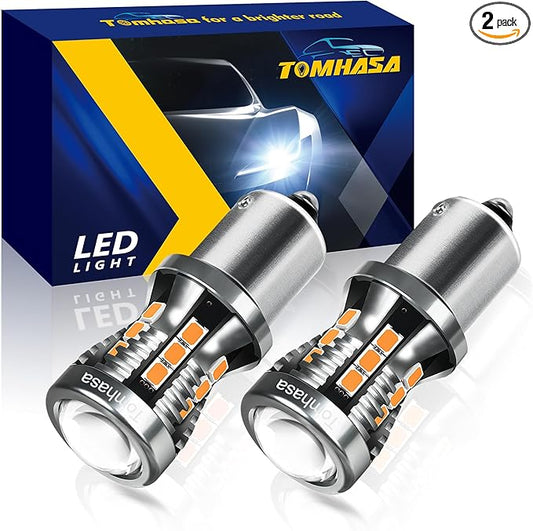 1156 LED Bulbs for Turn Signal Light, Amber Yellow 1141 1003 7506 BA15S LED Replacement Bulbs for Front Rear Turn Signal Light Blinker、Side Marker Lights, Pack of 2