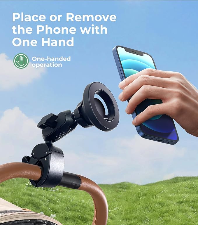 【Gooseneck Extension, Multi Angle】Magnetic Phone Mount Holder for MagSafe, One-Hand Operation, Best Accessory for Baby Stroller, iPhone 16, Gym, Treadmill, Shopping Cart, Exercise Bikes, Hand Bars