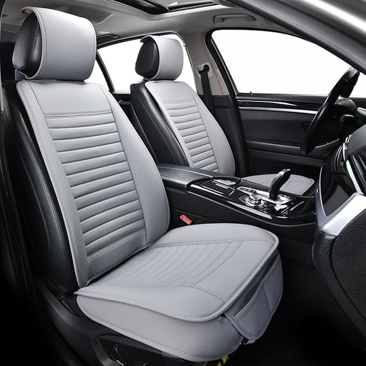 Universal Leather Car Seat Covers Full Set, Car Seat Cushion Covers Protector for Cars SUV Pick-up Truck Van Interior Accessories(Gray)