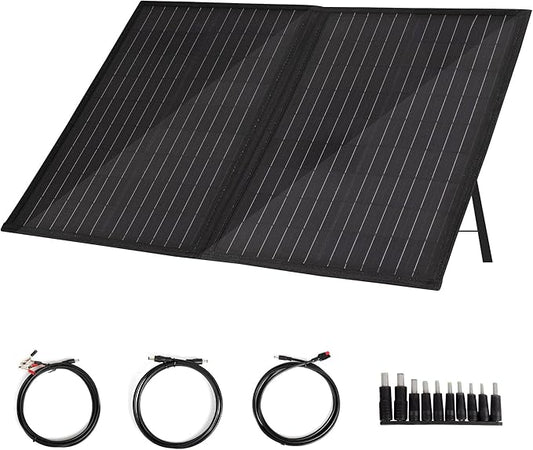 BXST 60W/18V Portable Solar Folding Battery Panel Foldable Portable Outdoor Power Charging Bag with Adjustable Stand Waterproof IP68 Suitable for Various Models of Power Stations Outdoor Camping…