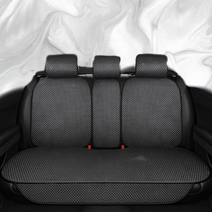 Auto Newer Luxury Breathable Car Seat Cover,Rear Car Seat Protector, Fit Four Seasons of Universal Automotive Vehicle Cushion Cover, Compatible with 91% Cars,SUV,Trucks (Black,Rear Seats)
