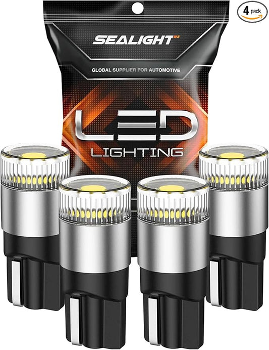 SEALIGHT 194 LED Bulbs 6000K White, License Plate Light 1000% Brightness W5W 168 2825 Car Interior Light Bulb Replacement for Dome Light, Map Light, T10 Courtesy Light, Pack of 4