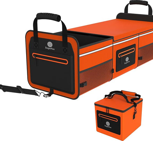 Car Trunk Organizer | 95L, 35"x13.8"x11.8" | 26L Ice Pack Included | Waterproof, Foldable | Trunk Organizers & Storage for SUV/Cars | For Men & Women - Orange-M004