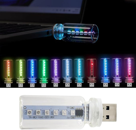 New Car USB Lights, 13 in 1 Touch Adjustment USB LED Car Lights, Mini Glass Bottle LED Bulb Night Lights, Switch Memory Retention, 13 Modes & 7 Colors for Vehicle Bedroom Camping Holiday (1Pcs)