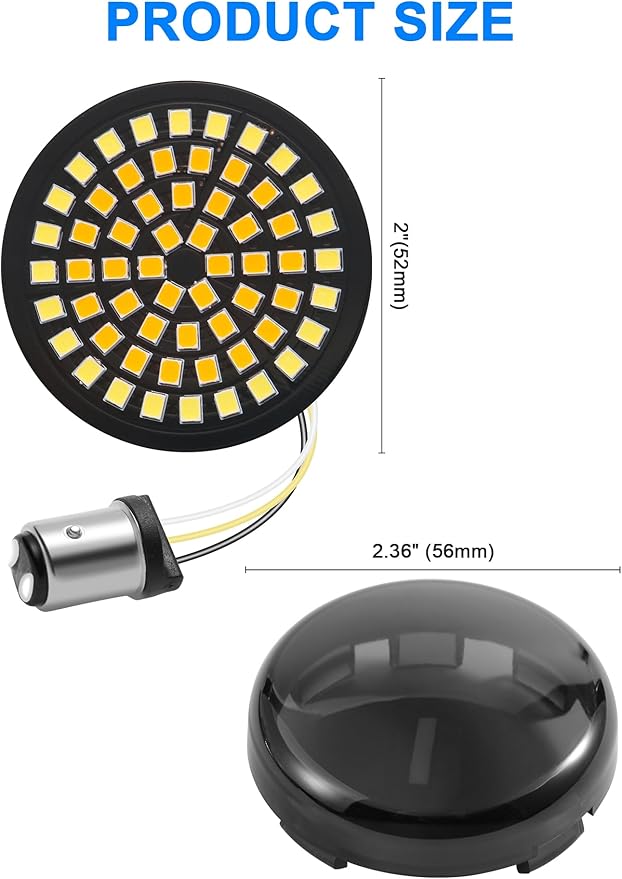 1157 1156 LED Turn Signals, 2" Bullet Led Lights Front Rear Blinker with 4 Dark Smoked Lenses Compatible for Harley Davidson Street Glide Road Glide Sportster Iron 883
