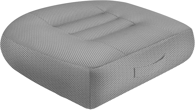 15.7x15.7x4.7 Inches Adjustable Thicknes Car Booster Seat Cushion Office boosr seat Cushion，Nylon Mesh & PP Memory Foam, Height-Adjustable for Driving, Office, Yoga, and Outdoor Use - Gray